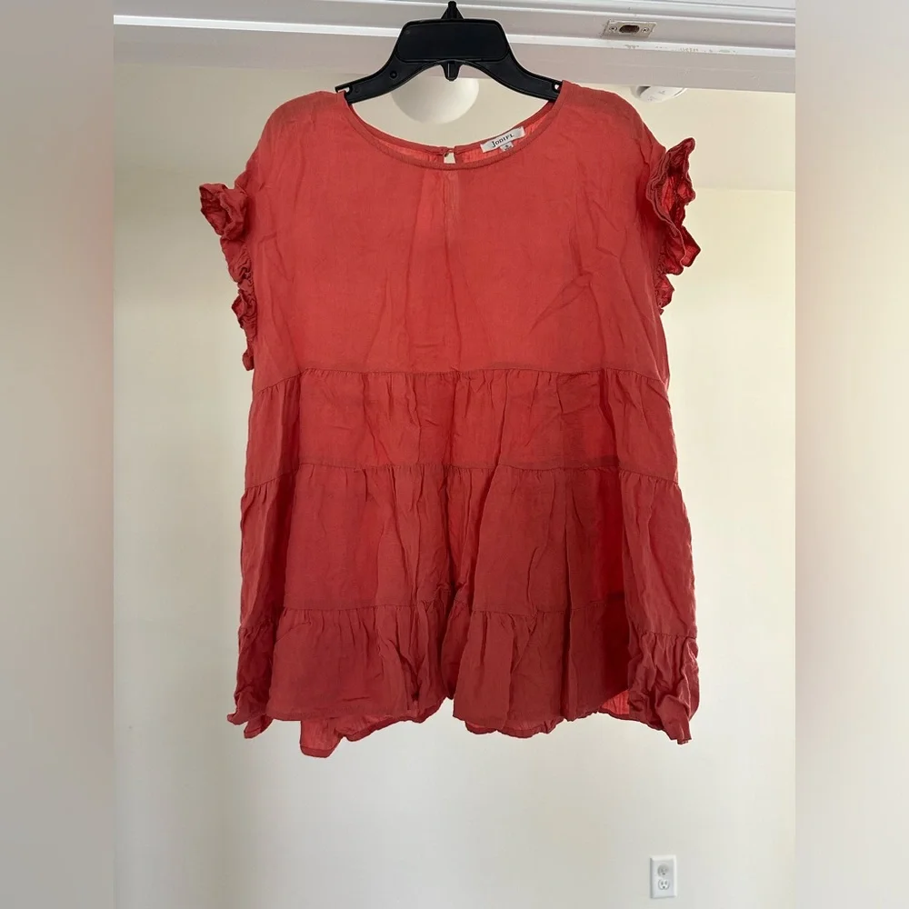 Rust-colored Ruffled Swing Top - Size Small - Picture 2 of 7